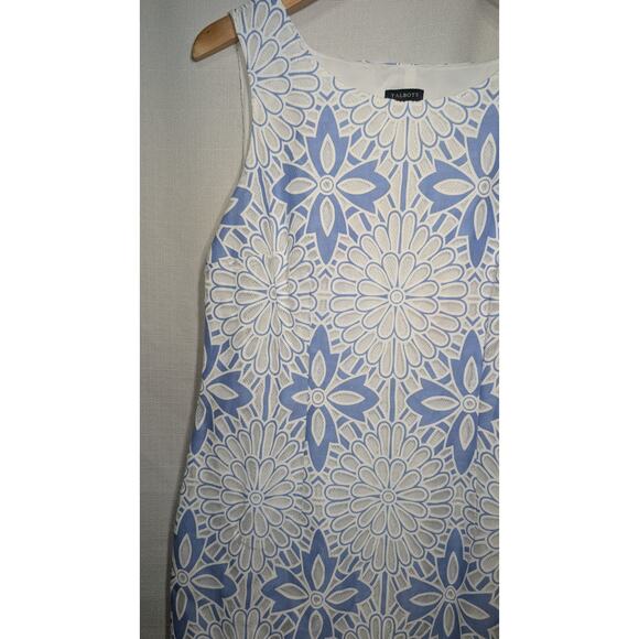 TALBOTS Women Blue & White Cut Away Lace Floral Sheath Dress Lined Size 4 $179 - Picture 4 of 11